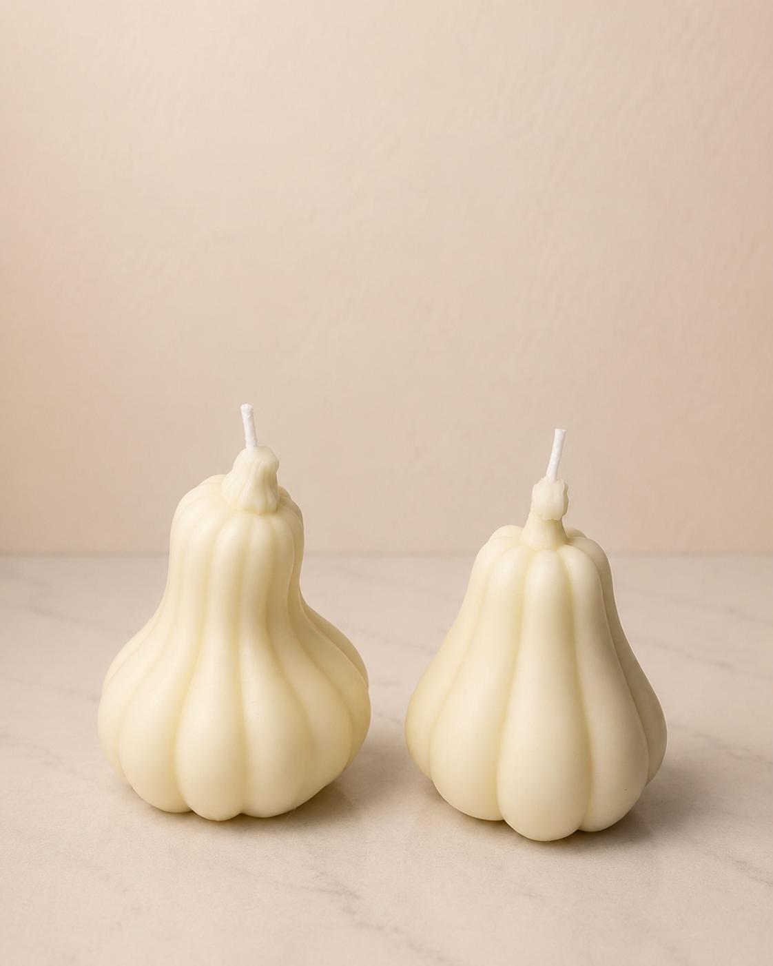 Hand-Poured Beeswax Gourd Candles, Fall Autumn Decor (Set of 2)