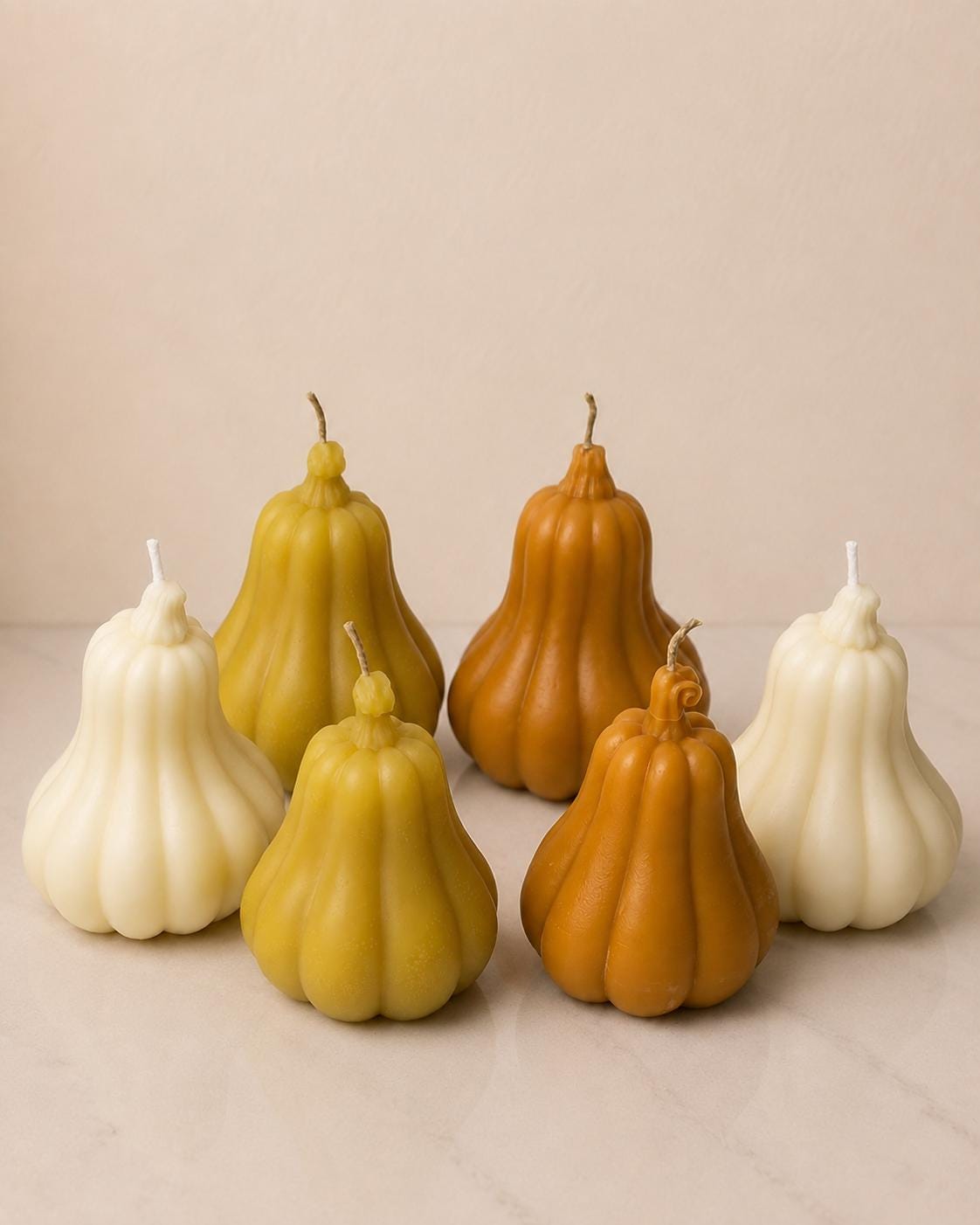 Hand-Poured Beeswax Gourd Candles, Fall Autumn Decor (Set of 2)