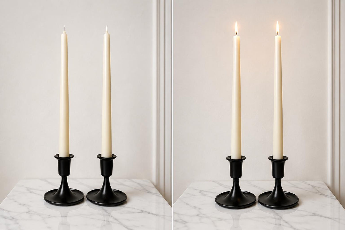 10 Inch Soy Taper Candles – Pair of Unscented Ivory Ritual Candles