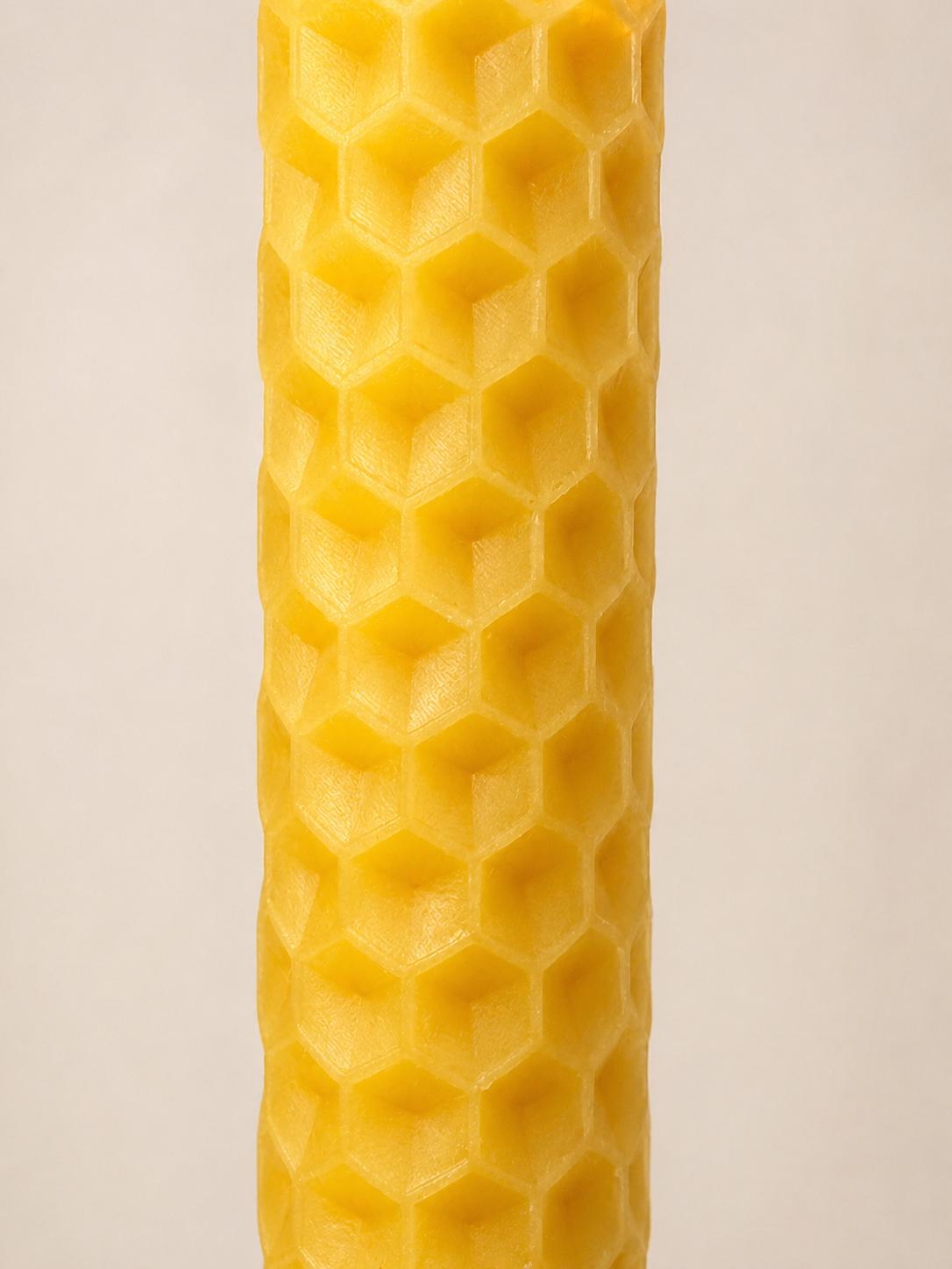 Pure Beeswax Taper Candles, Honeycomb Texture, 10 Inch (Set of 2)