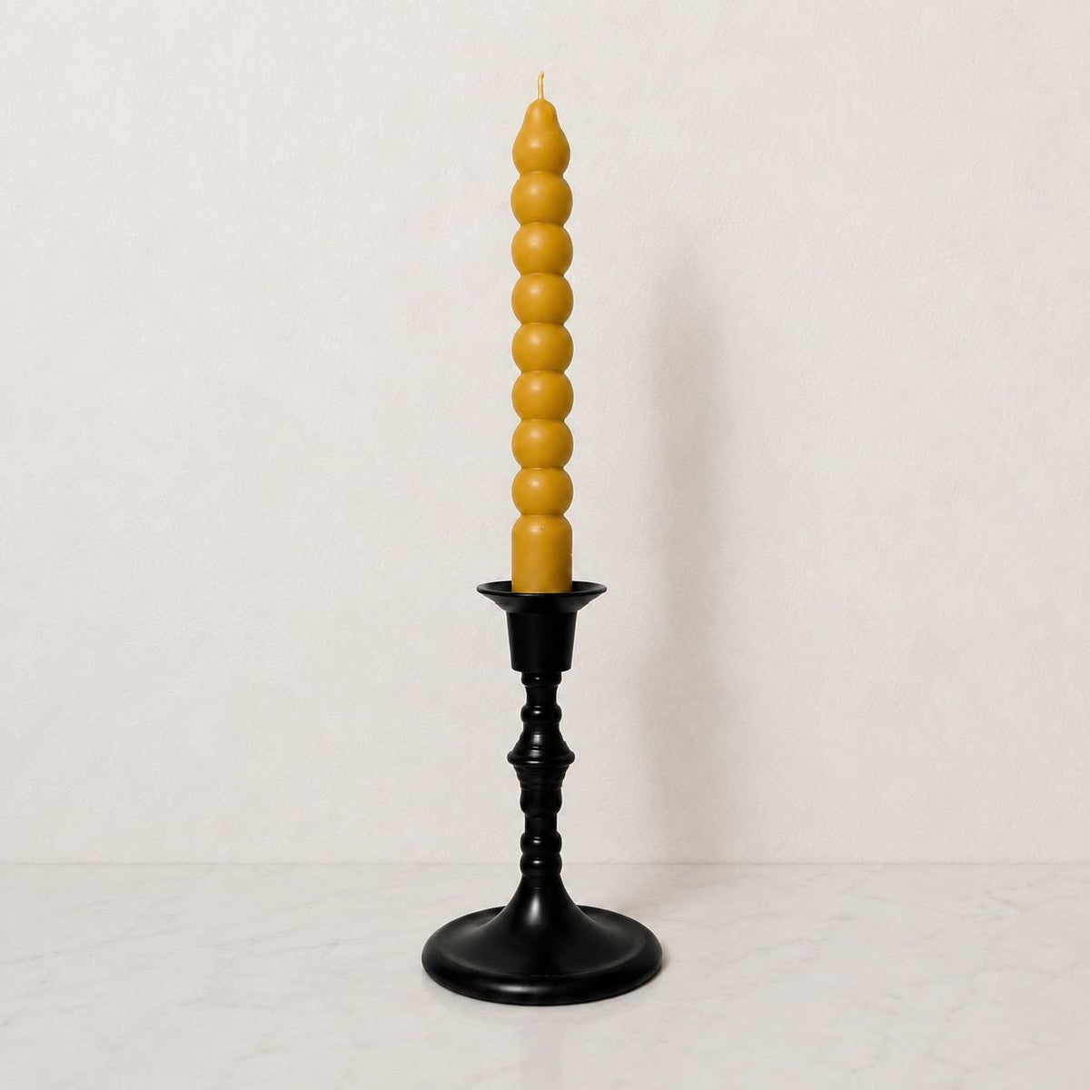 Sculptural Beeswax Taper Candle, Twisted Spiral, Bubble or Ribbed Design, Natural Yellow Dinner Candle