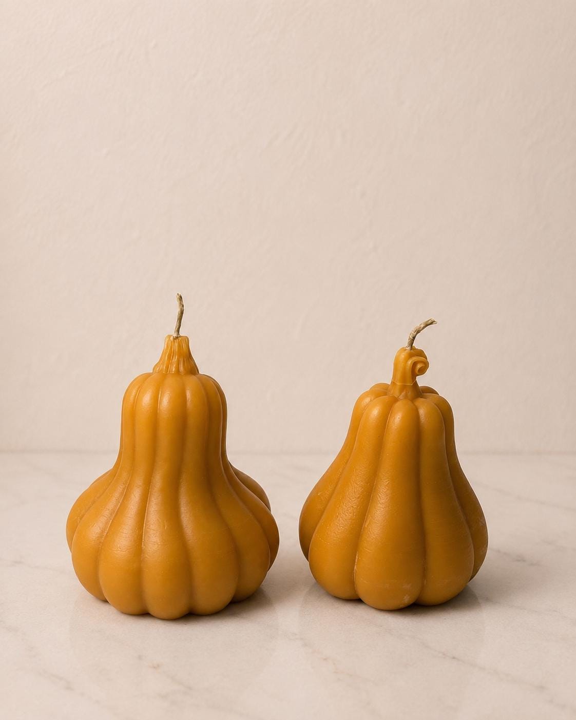 Hand-Poured Beeswax Gourd Candles, Fall Autumn Decor (Set of 2)