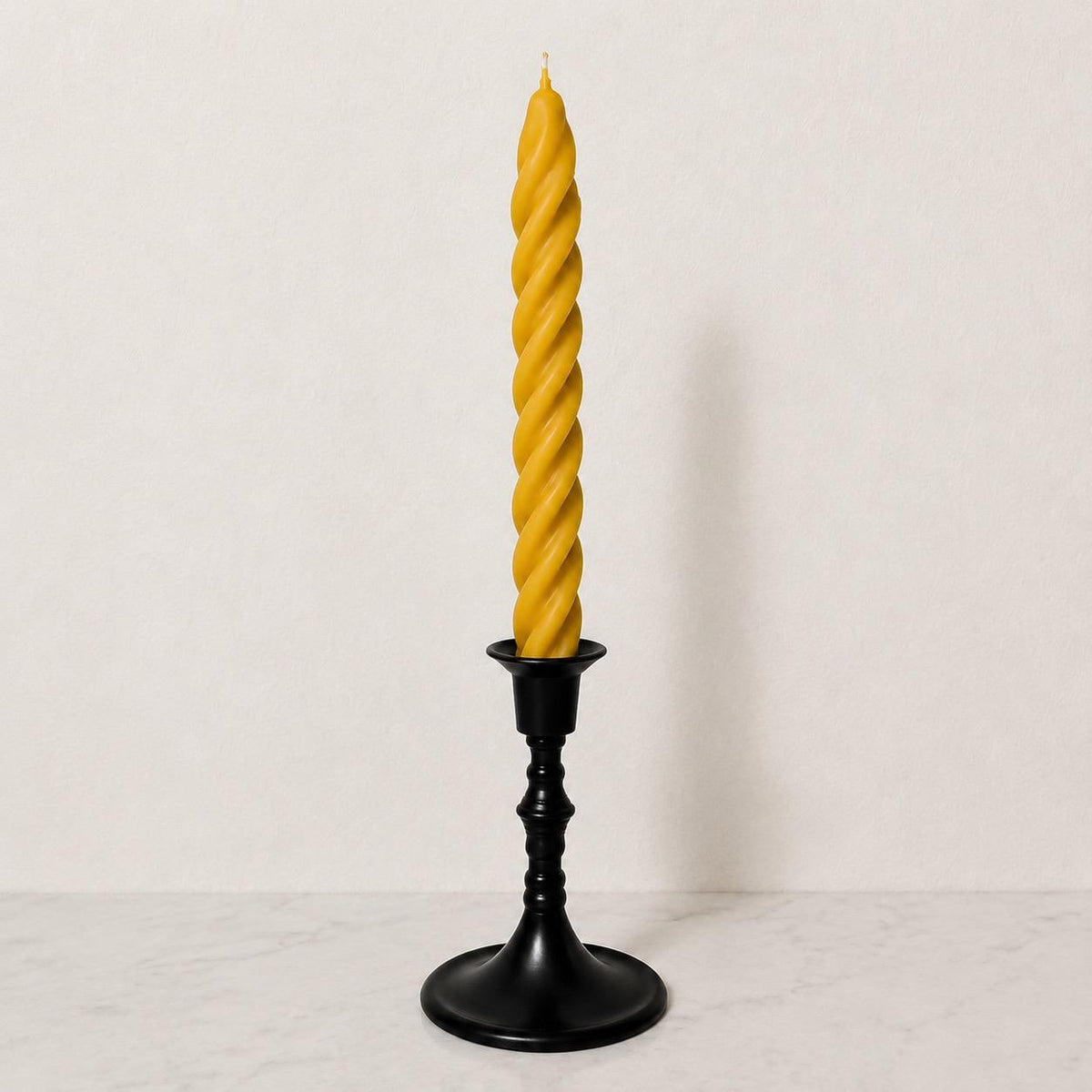 Sculptural Beeswax Taper Candle, Twisted Spiral, Bubble or Ribbed Design, Natural Yellow Dinner Candle