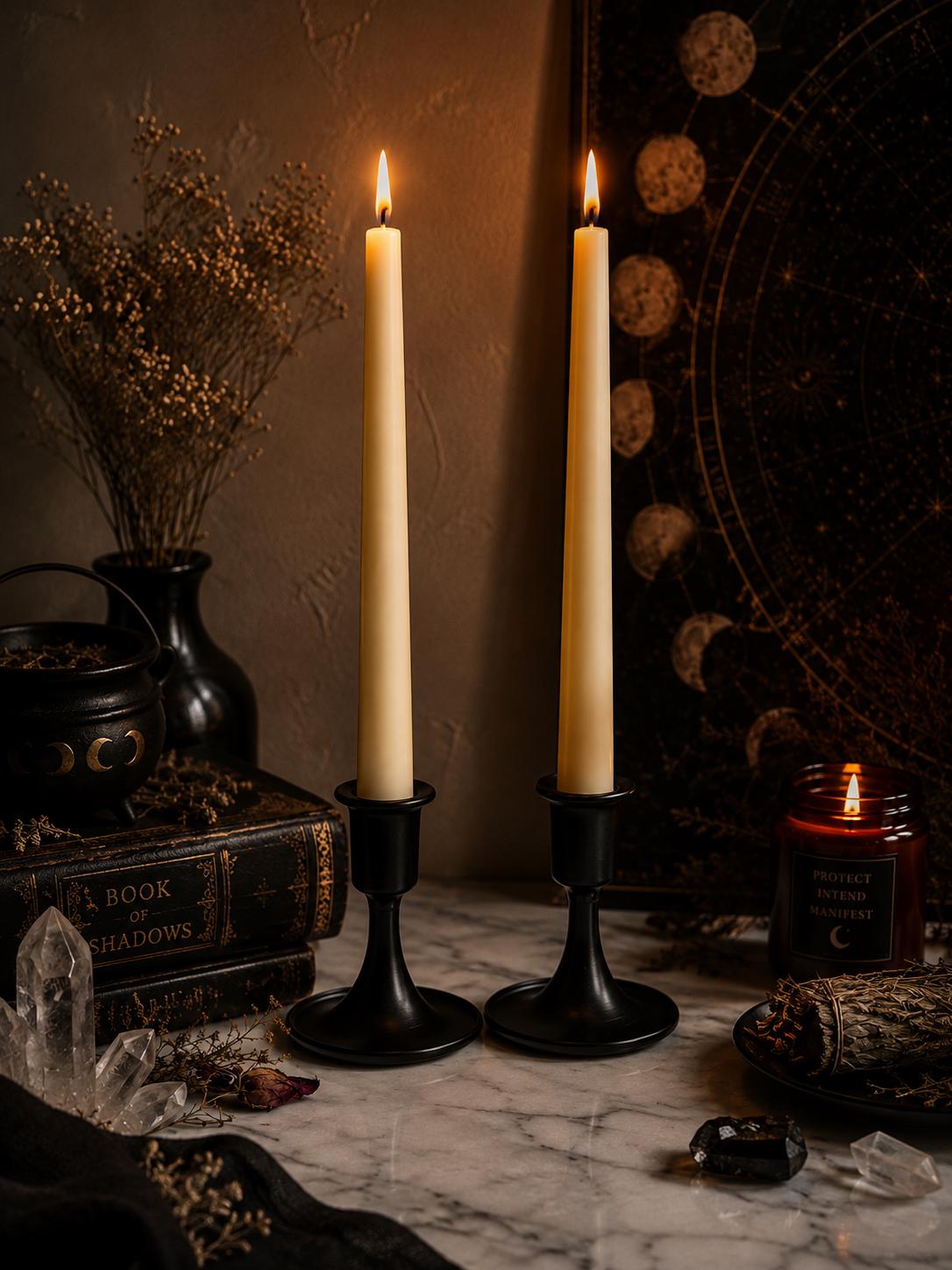 10 Inch Soy Taper Candles – Pair of Unscented Ivory Ritual Candles
