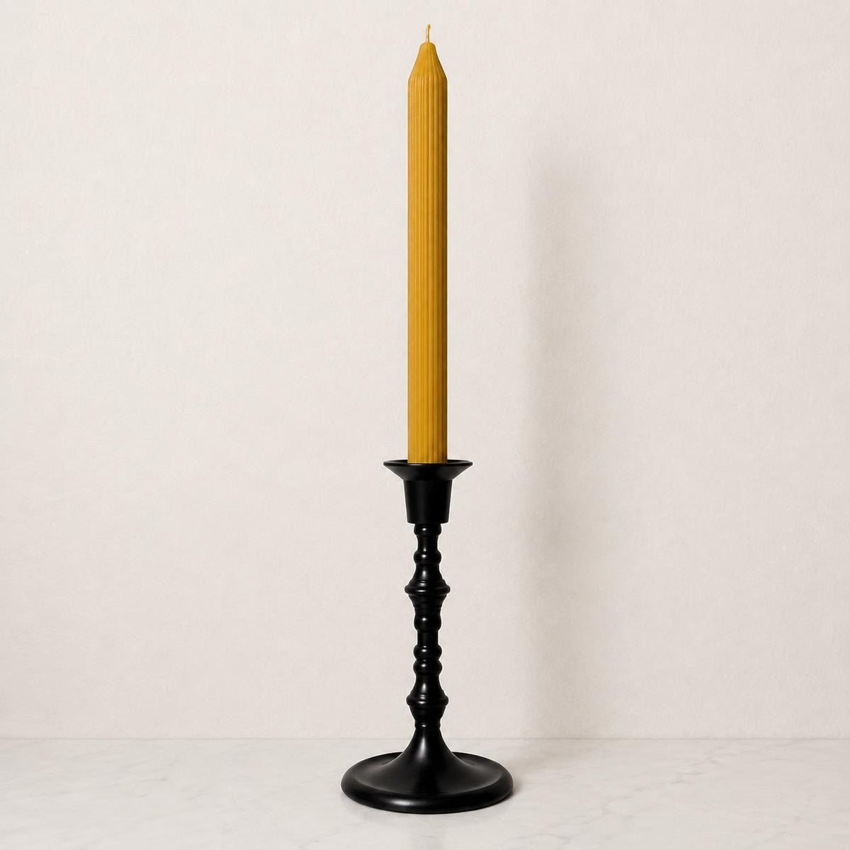Sculptural Beeswax Taper Candle, Twisted Spiral, Bubble or Ribbed Design, Natural Yellow Dinner Candle