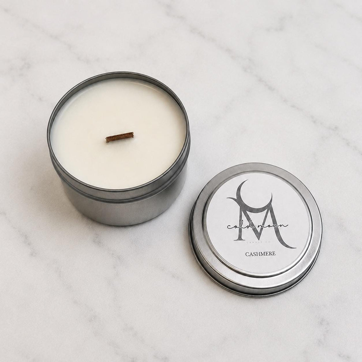 Cashmere Travel Tin Candle, Coconut Soy Wax, Wood Wick, Warm Floral Musk Scent, 3.5 oz