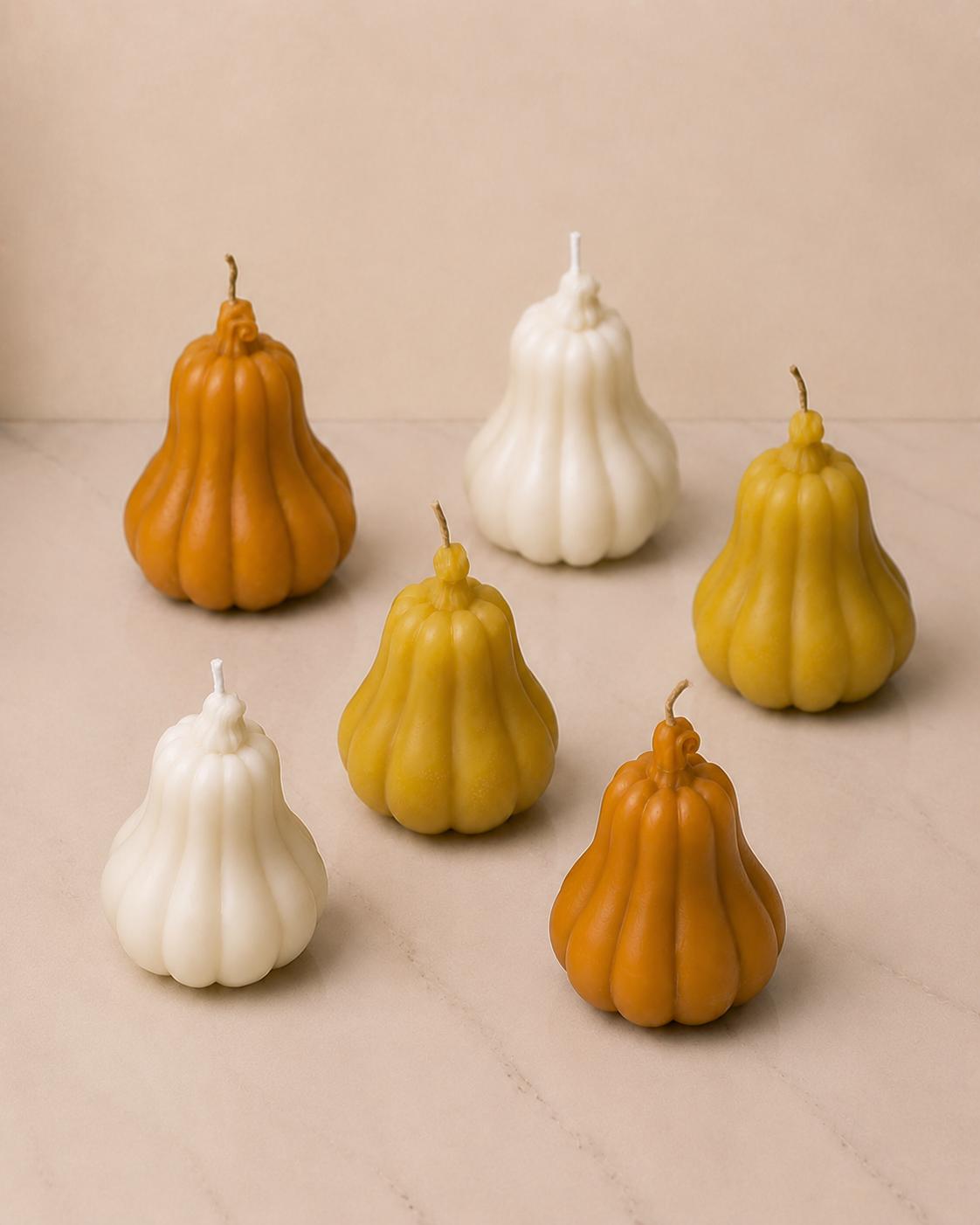 Hand-Poured Beeswax Gourd Candles, Fall Autumn Decor (Set of 2)