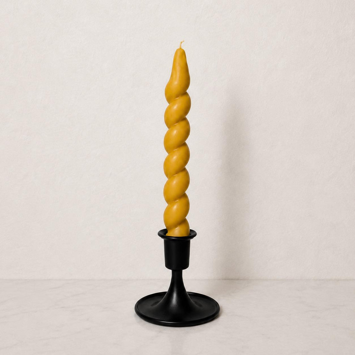 Sculptural Beeswax Taper Candle, Twisted Spiral, Bubble or Ribbed Design, Natural Yellow Dinner Candle