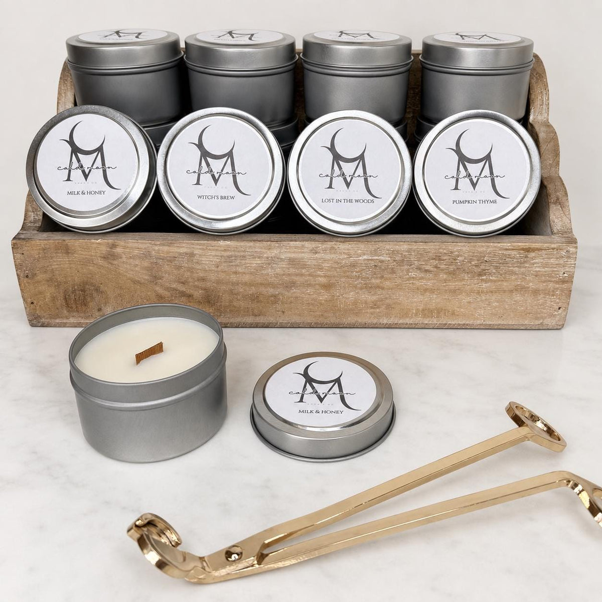 Gardenia Travel Tin Candle, Coconut Soy Wax, Wood Wick, Fresh Floral Scent, 3.5 oz